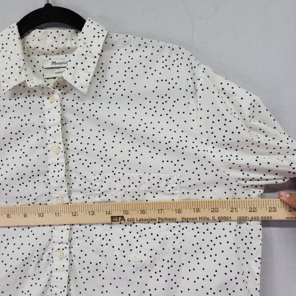 Madewell Shirt Womens Small Oversized Polka Dot Button Up Long Sleeve Top - Picture 4 of 15